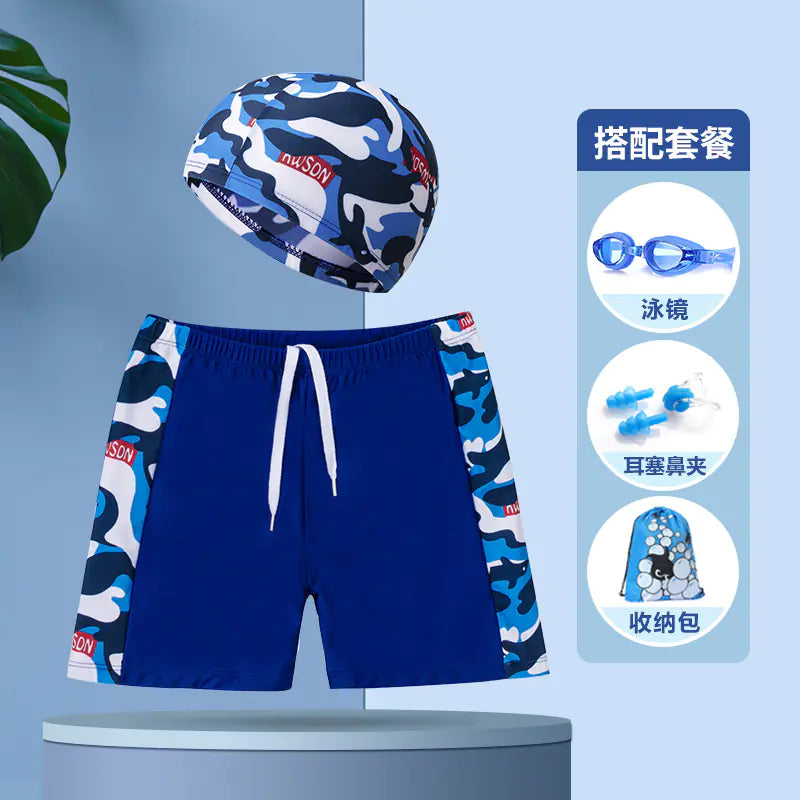 Boys' Swim Shorts and Cap Set for Kids