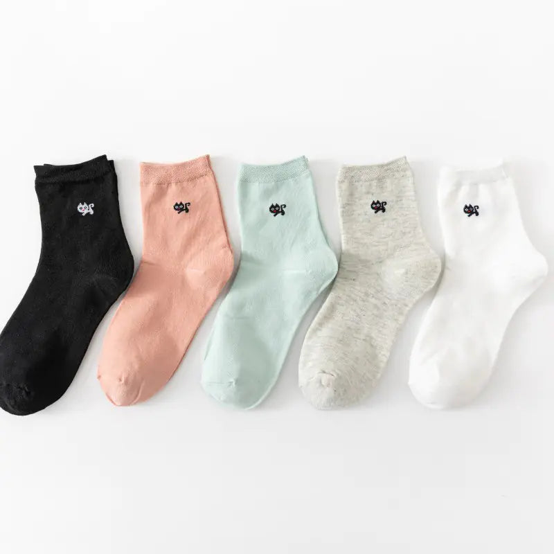 Cartoon Cat Cotton Ankle Socks (Short Socks)