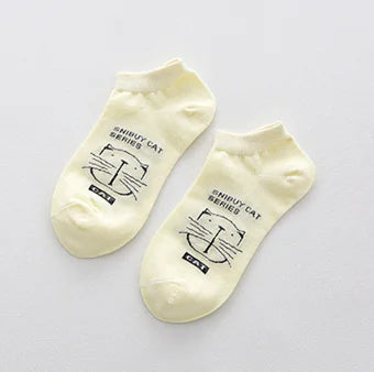 Cartoon Cat Cotton Ankle Socks (Short Socks)